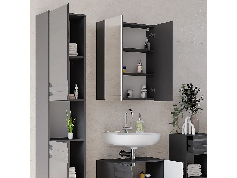 Conjunto de muebles de baño antracita alto brillo 56x34x60 fredd