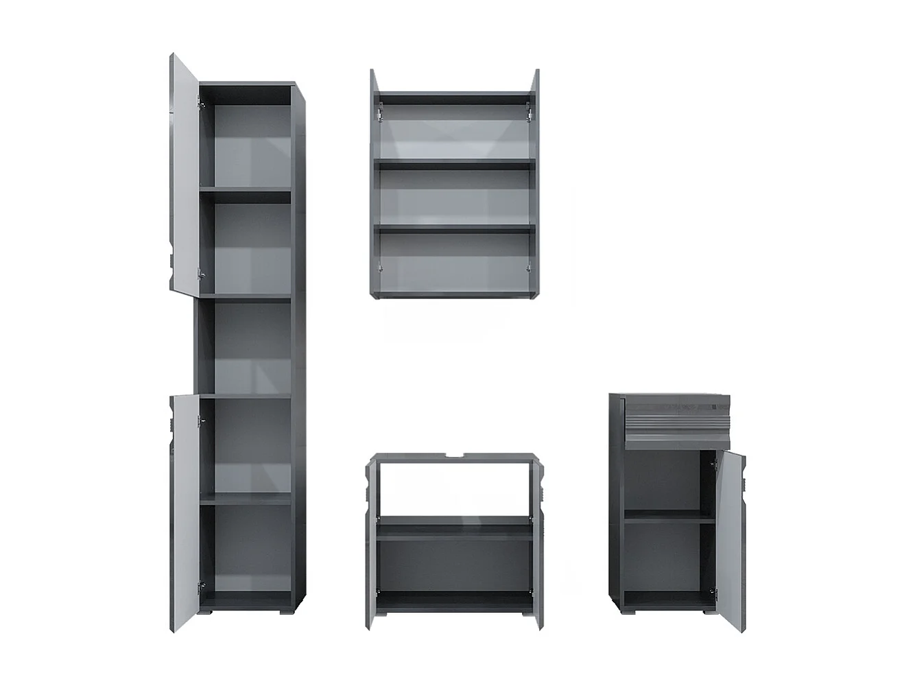 Conjunto de muebles de baño antracita alto brillo 56x34x60 fredd