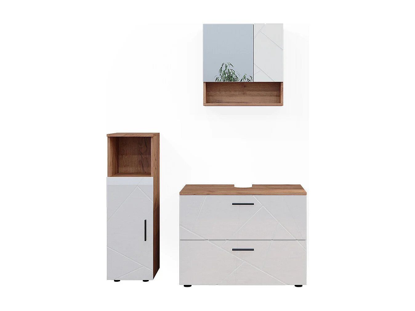 Meubles bain blanc brillant/chêne doré 80x41x58.6 irma