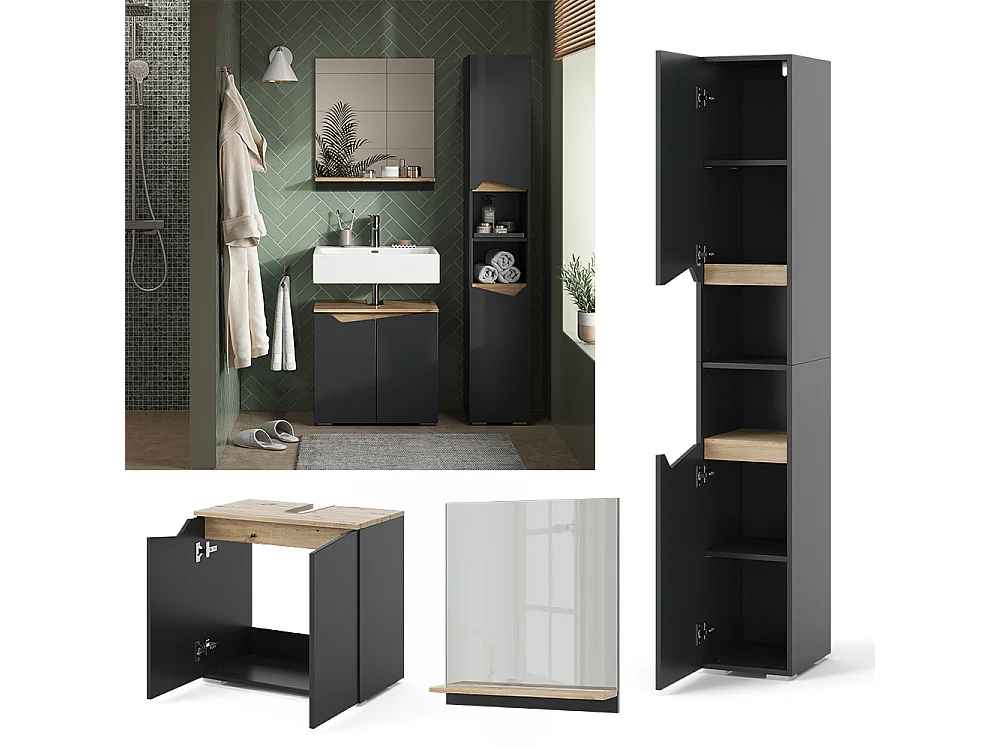 Meubles bain anthracite 60x35x57 marelle