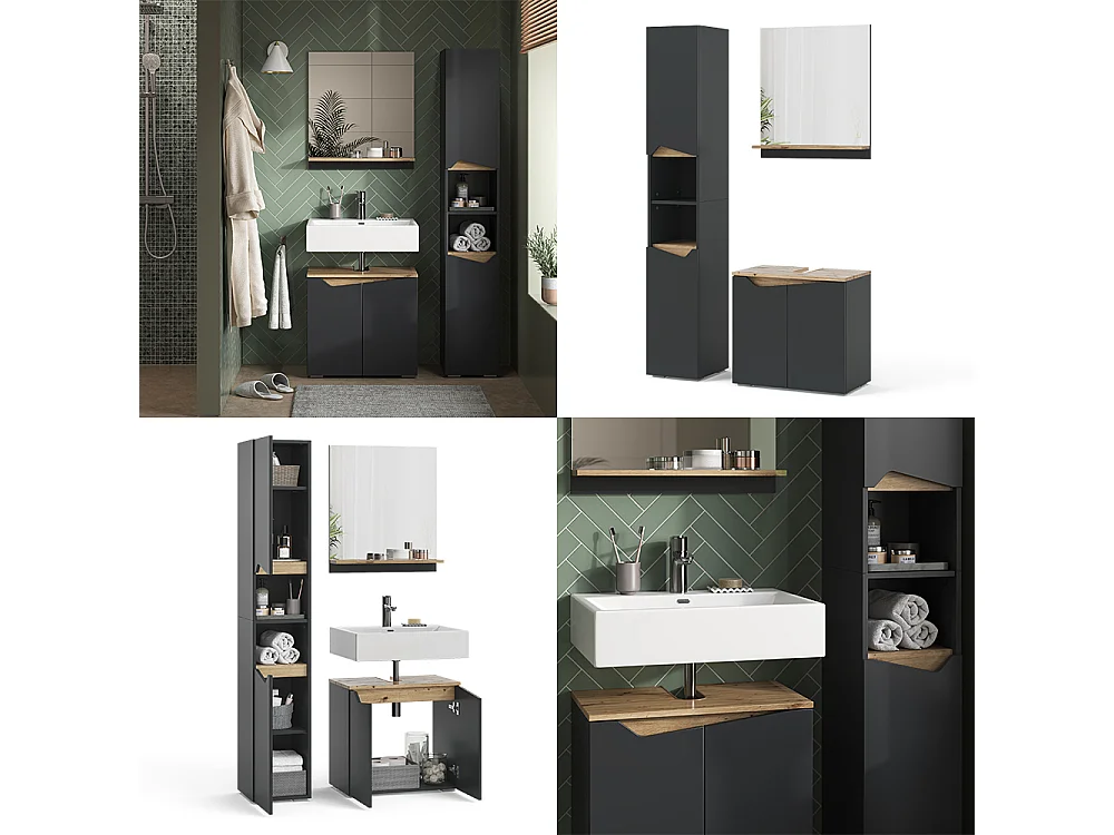 Meubles bain anthracite 60x35x57 marelle