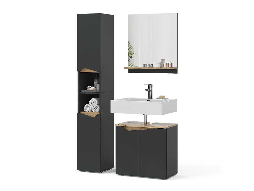 Meubles bain anthracite 60x35x57 marelle