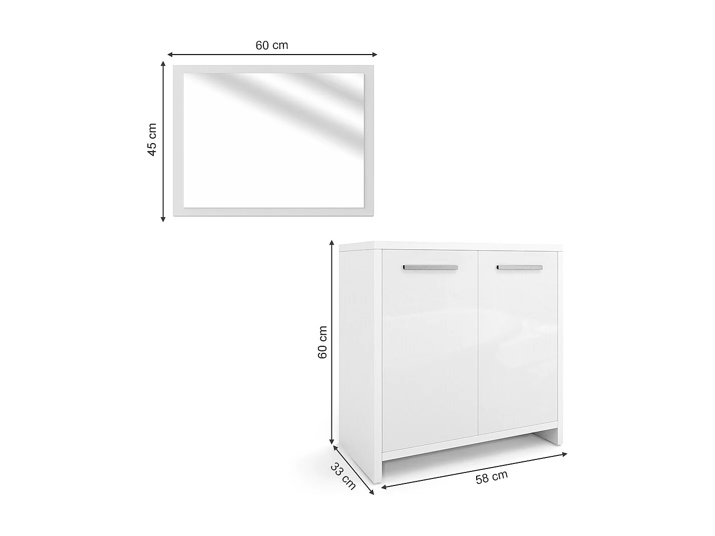 Conjunto de muebles de baño blanco alto brillo/blanco 58x33x60 kiko