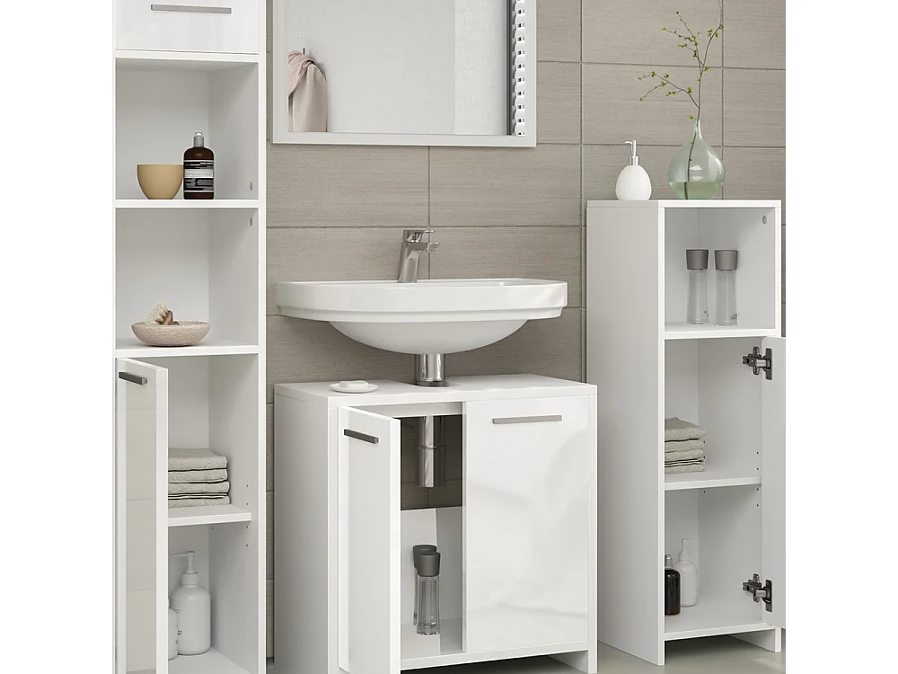 Conjunto de muebles de baño blanco alto brillo/blanco 58x33x60 kiko