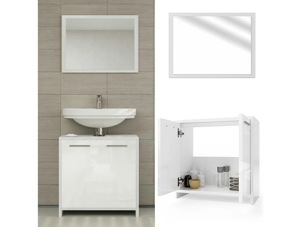 Meubles bain blanc brillant/blanc 58x33x60 kiko