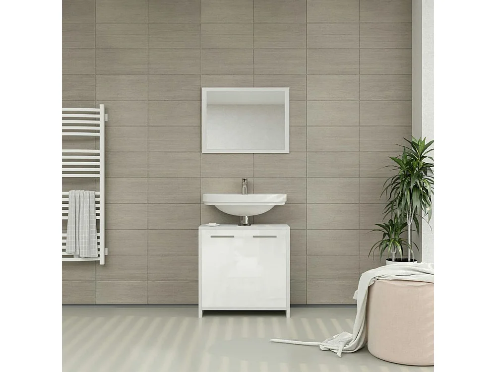 Meubles bain blanc brillant/blanc 58x33x60 kiko