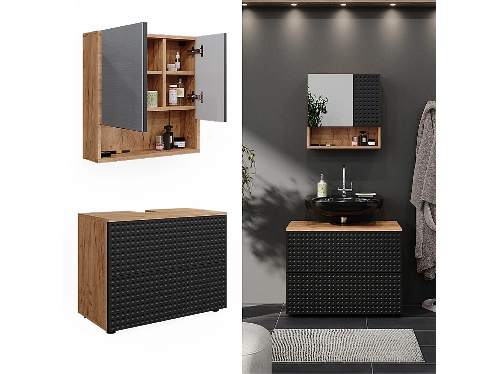 Badmöbel-Set anthrazit gepunktet 80x41x58.6 irma