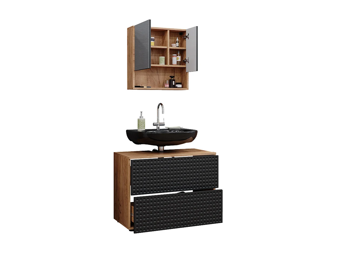 Badmöbel-Set anthrazit gepunktet 80x41x58.6 irma