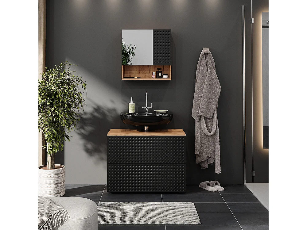 Meubles bain anthracite à pois 80x41x58.6 irma