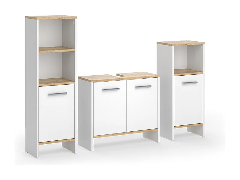 Badkamermeubelset eik wit/goud 131.4x26.3x108.2 karli