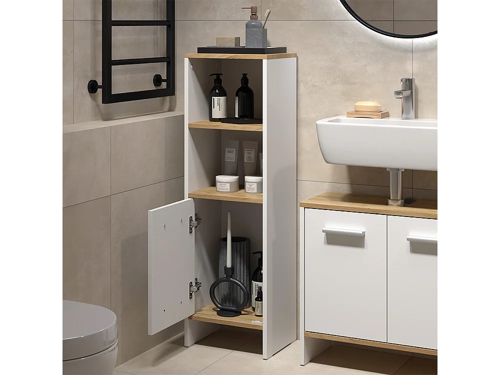 Ensemble de meubles de salle de bains chêne blanc/force de lor 131.4x26.3x108.2 karli