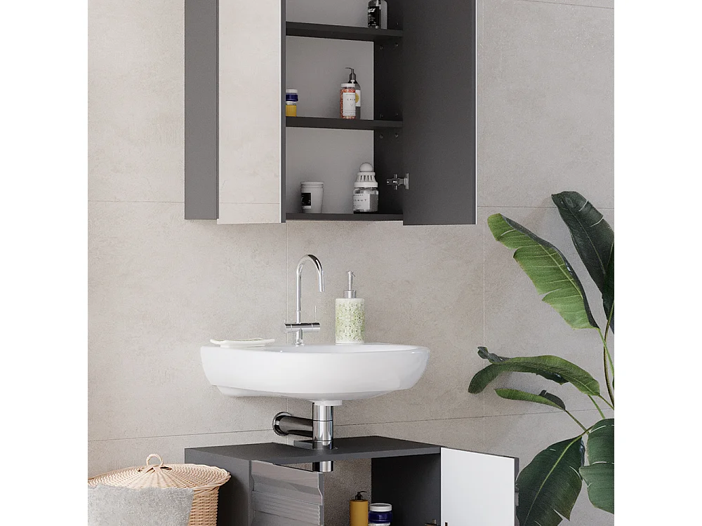 Conjunto de muebles de baño antracita alto brillo 56x34x60 fredd