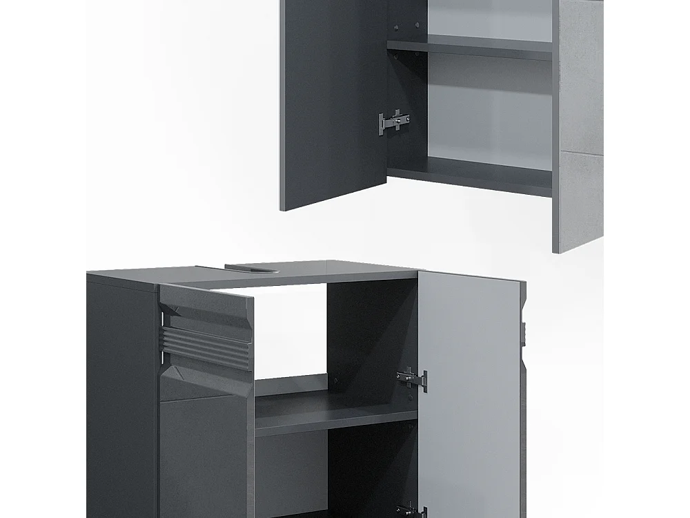 Conjunto de muebles de baño antracita alto brillo 56x34x60 fredd