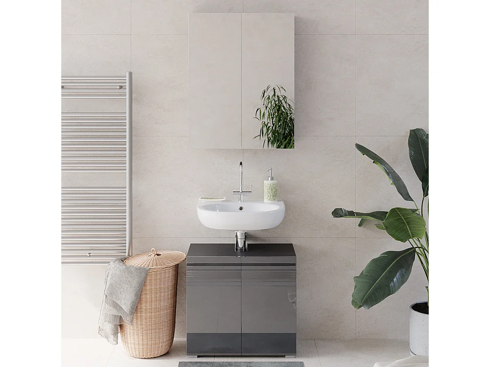 Meubles bain anthracite haute brillance 56x34x60 fredd