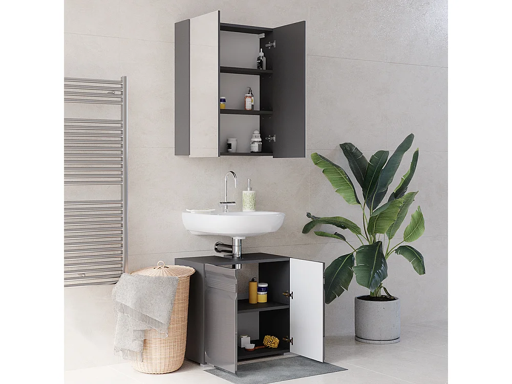 Meubles bain anthracite haute brillance 56x34x60 fredd