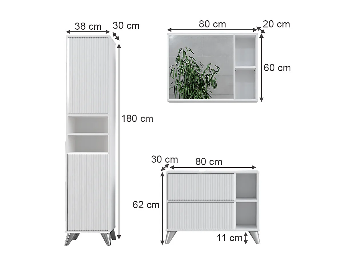 Conjunto de muebles de baño blanco 80x30x62 leano