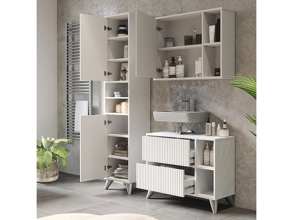 Conjunto de muebles de baño blanco 80x30x62 leano