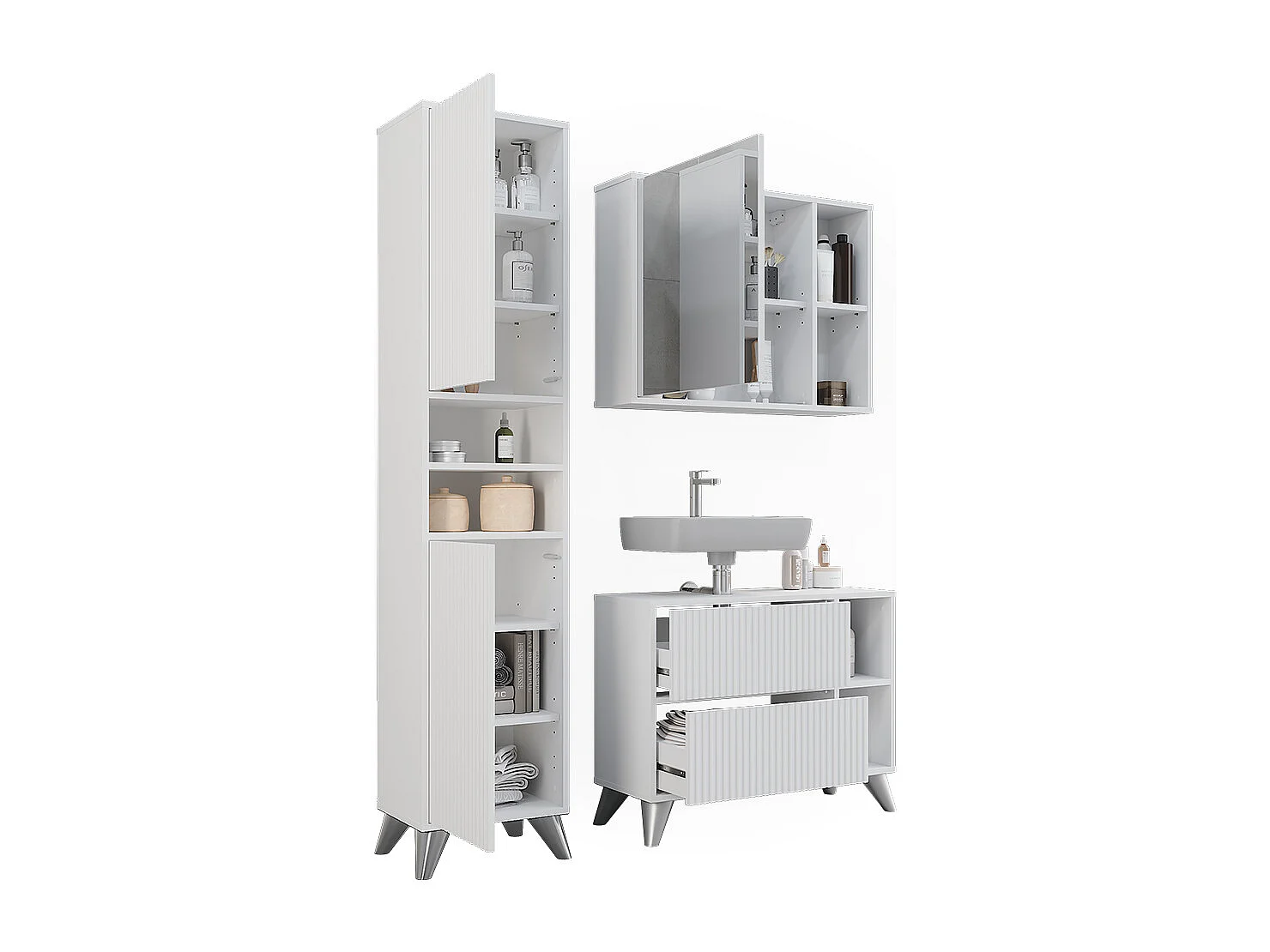 Conjunto de muebles de baño blanco 80x30x62 leano