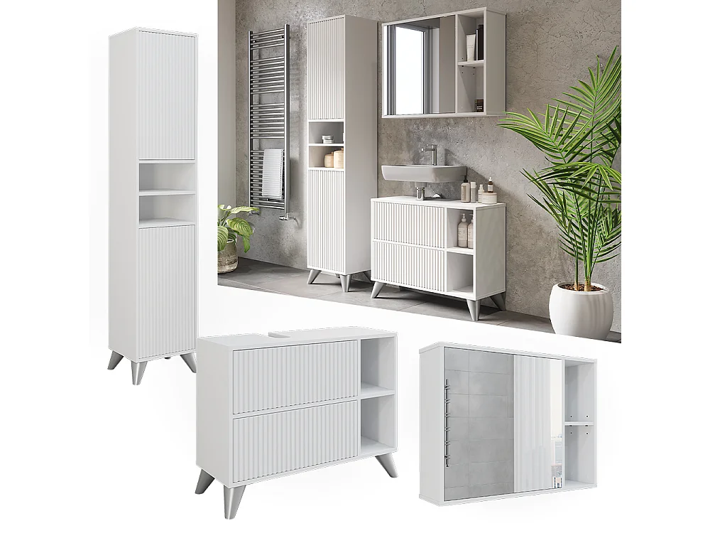 Ensemble de meubles de salle de bains blanc 80x30x62 leano