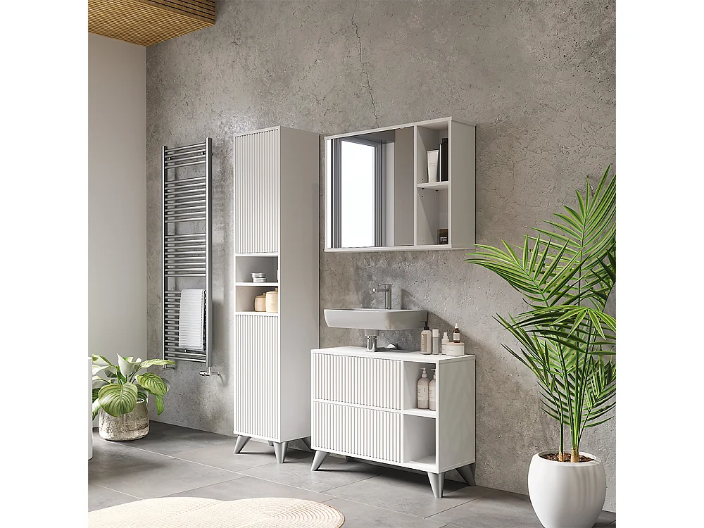 Ensemble de meubles de salle de bains blanc 80x30x62 leano