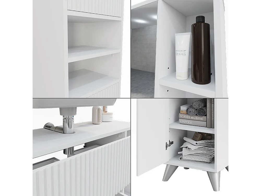 Ensemble de meubles de salle de bains blanc 80x30x62 leano