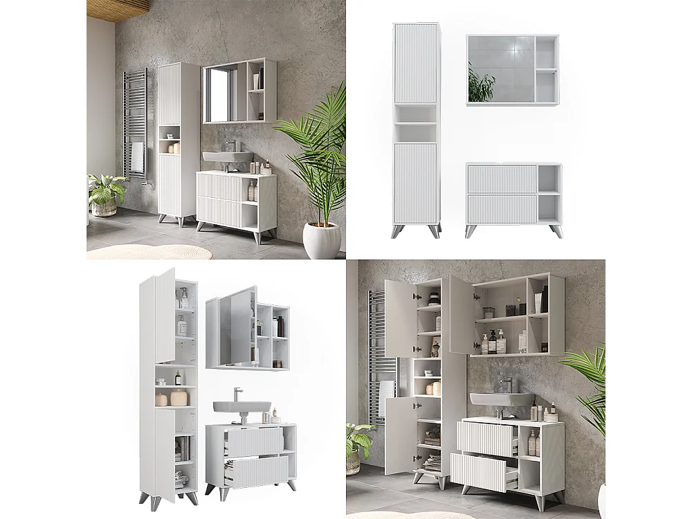 Ensemble de meubles de salle de bains blanc 80x30x62 leano