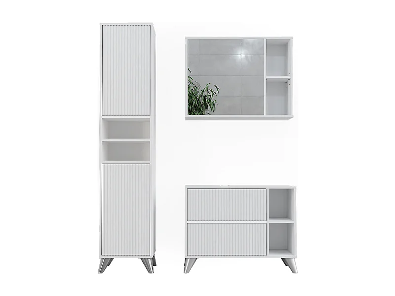 Badmöbel-Set weiß 80x30x62 leano