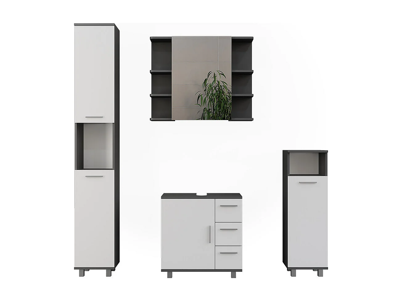 Set di mobili da bagno antracite/bianco 60.2x33x60.8 ilias