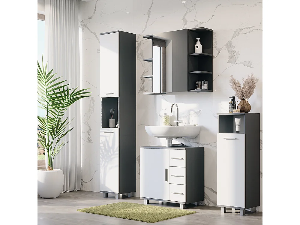 Meubles bain anthracite/blanc 60.2x33x60.8 ilias