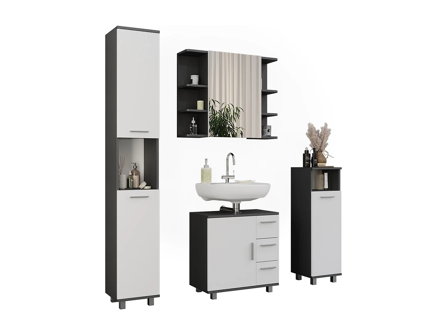 Meubles bain anthracite/blanc 60.2x33x60.8 ilias