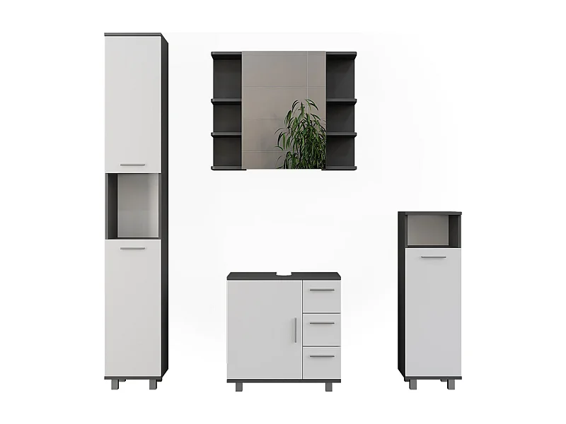 Badmöbel-Set anthrazit/weiß 60.2x33x60.8 ilias
