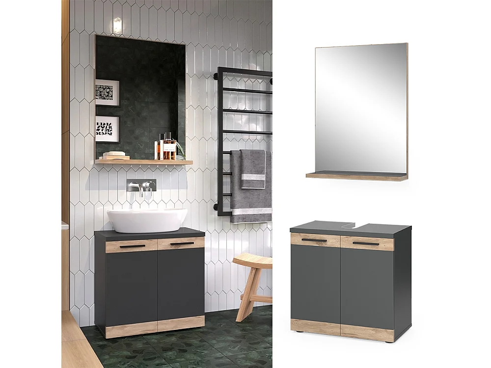 Meubles bain anthracite 60x34.3x59.1 niko