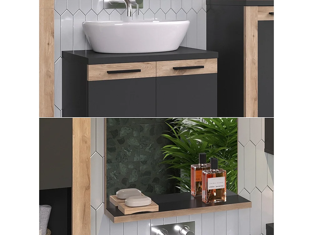 Meubles bain anthracite 60x34.3x59.1 niko