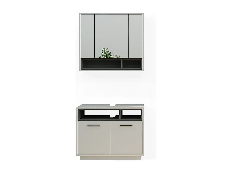 Set di mobili da bagno grigio 80x40x64 beatrice