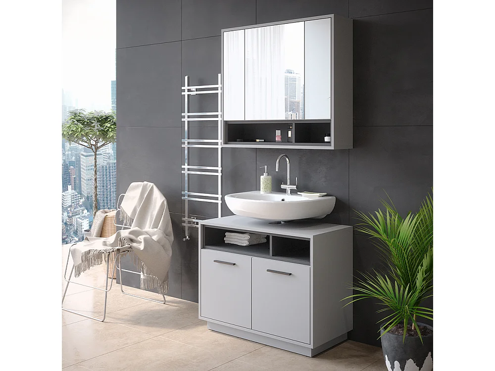 Set di mobili da bagno grigio 80x40x64 beatrice