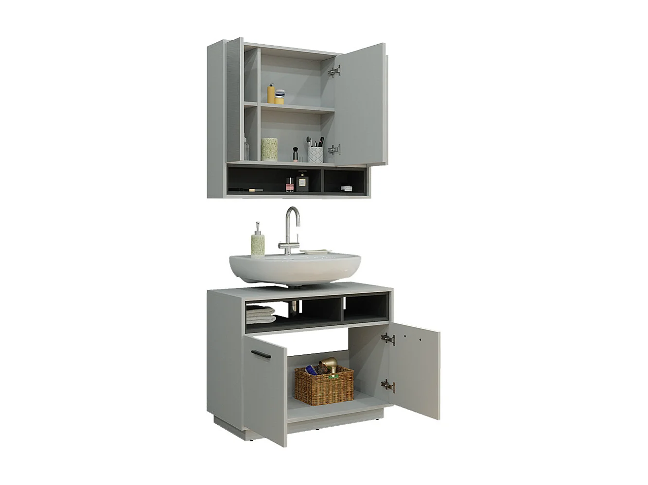 Meubles bain gris 80x40x64 beatrice