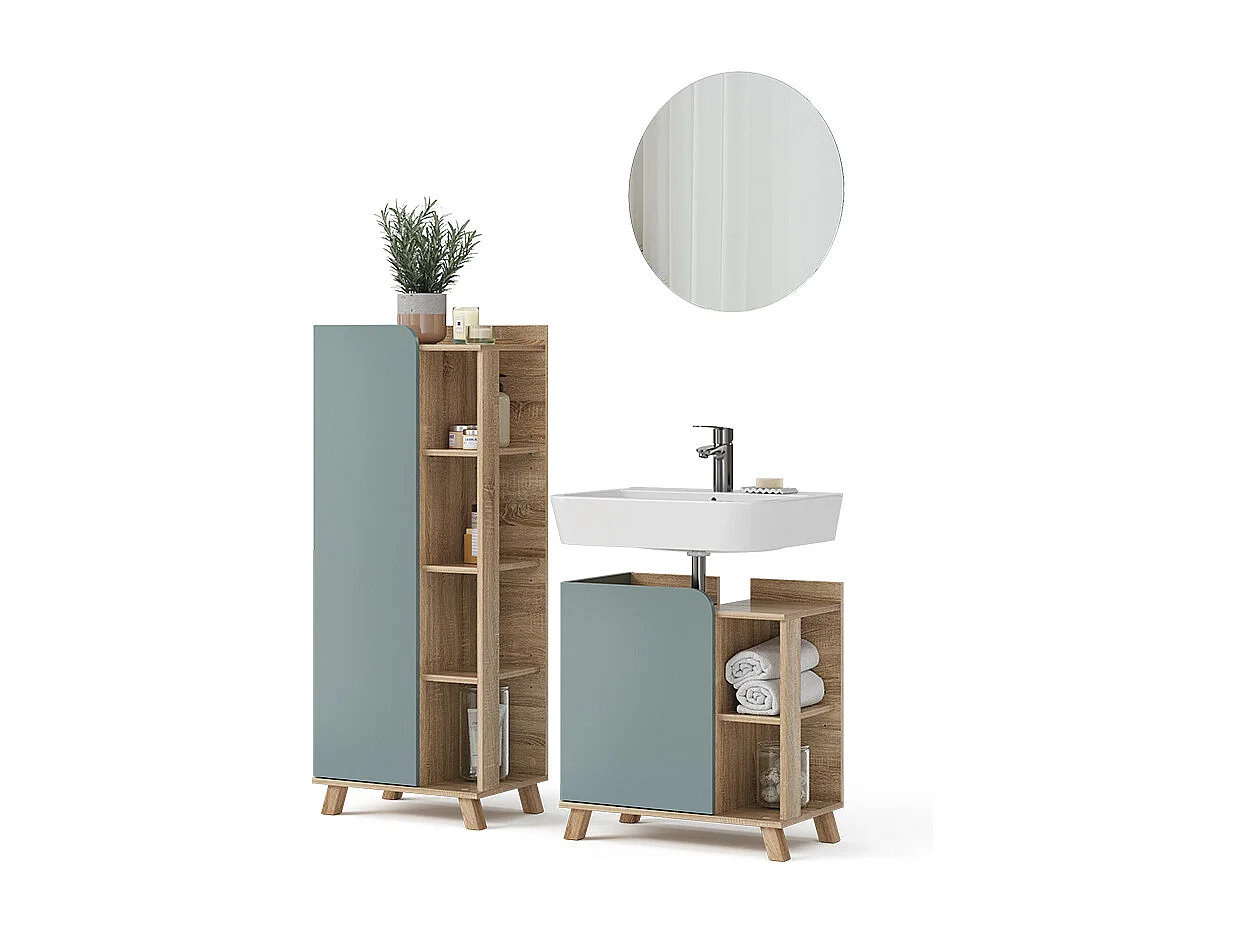 Badkamermeubelset sonoma/blauw 60x35x65 karen