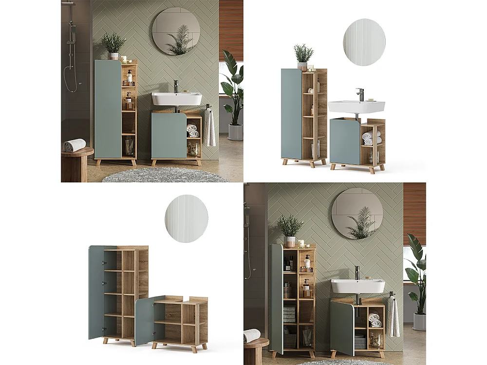 Badkamermeubelset sonoma/blauw 60x35x65 karen