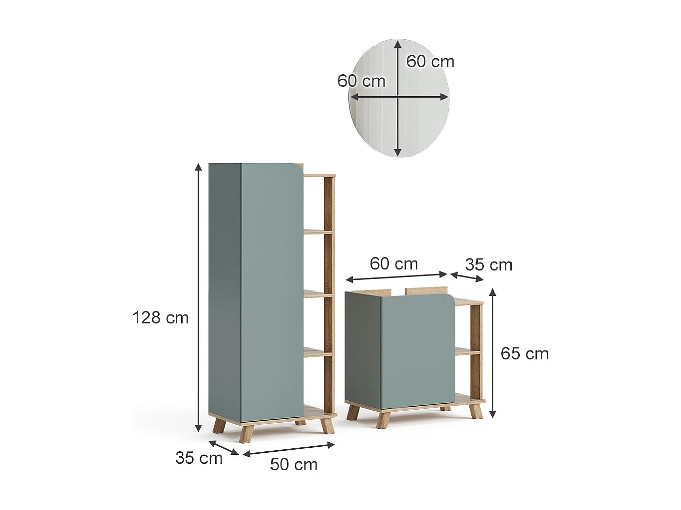 Meubles bain sonoma/bleu 60x35x65 karen