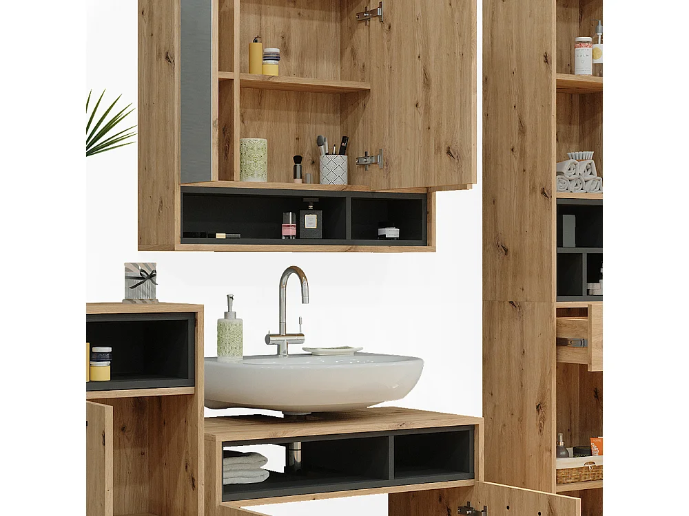 Meubles bain chêne artisan 80x40x64 beatrice