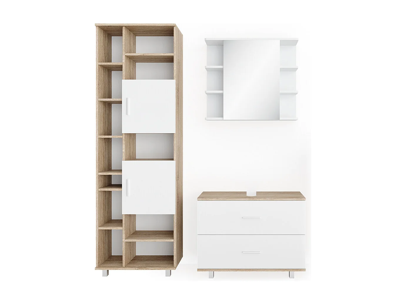 Set mobili bagno bianco/sonoma 80.2x33x60.8 ilias