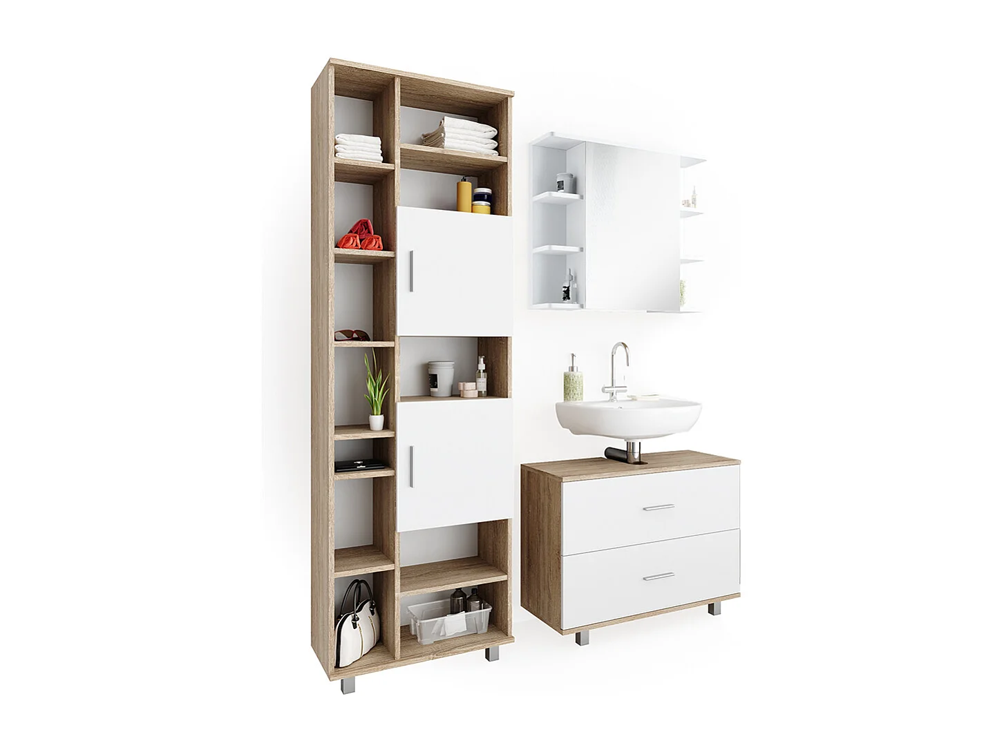 Meubles bain blanc/sonoma 80.2x33x60.8 ilias