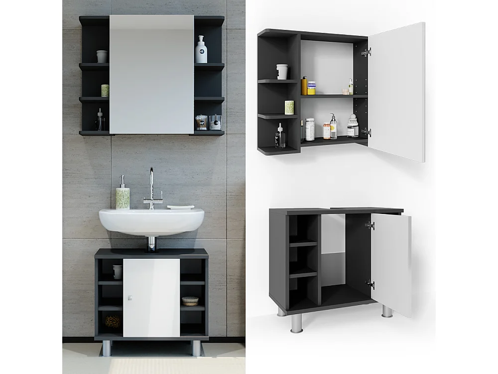 Badmöbel-Set anthrazit 60x32x54 fynn
