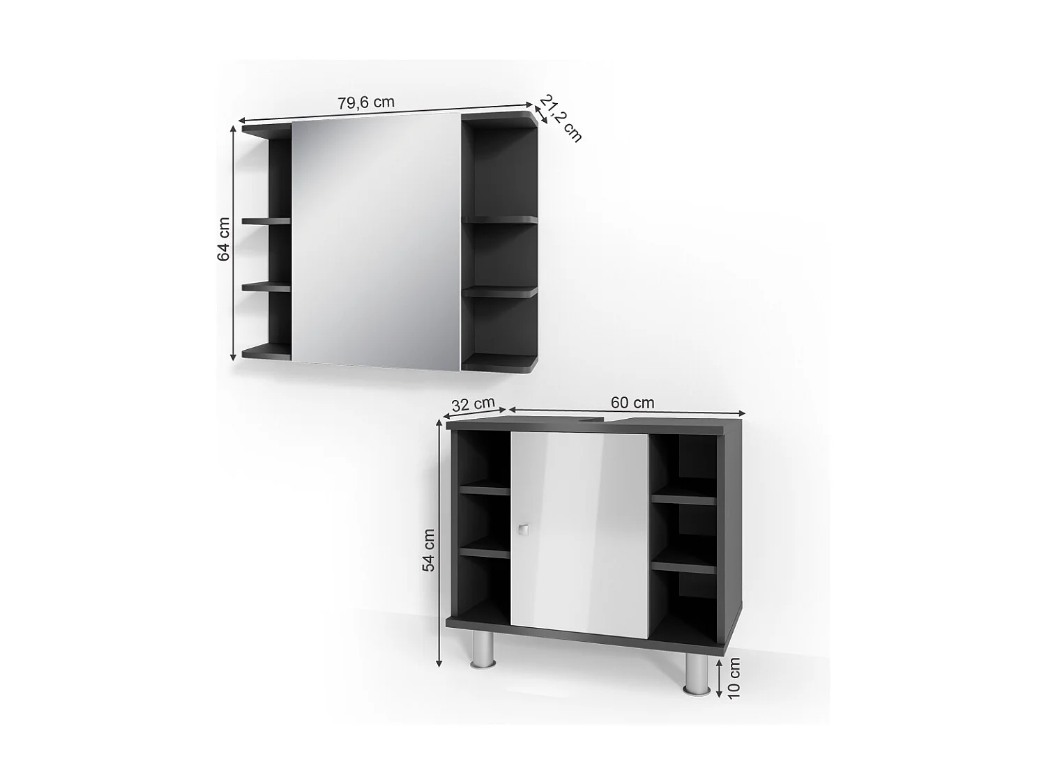 Meubles bain anthracite 60x32x54 fynn