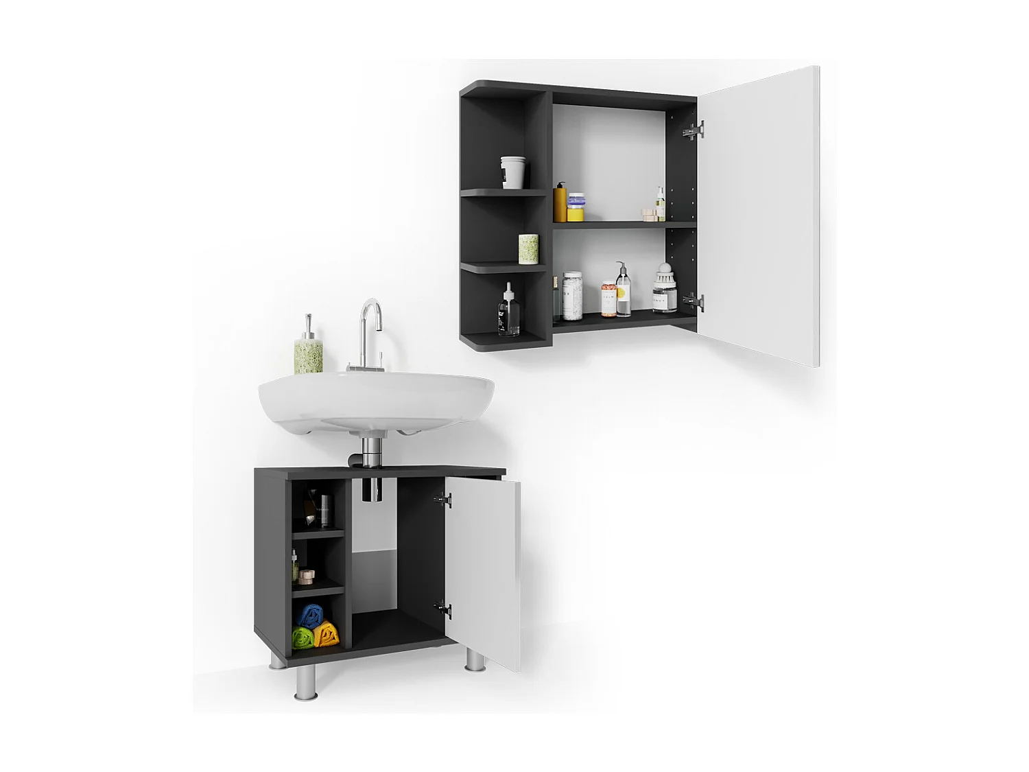 Meubles bain anthracite 60x32x54 fynn