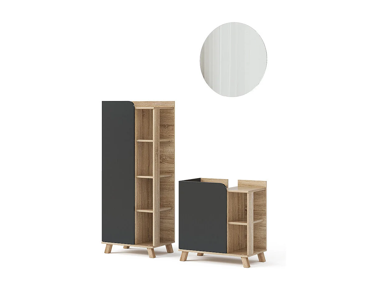 Badmöbel-Set sonoma/anthrazit 60x35x65 karen