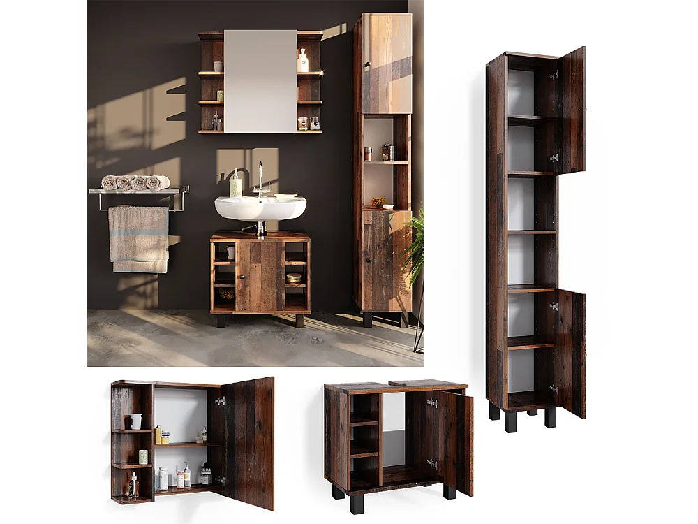 Meubles bain chêne rustique 60x32x54 fynn