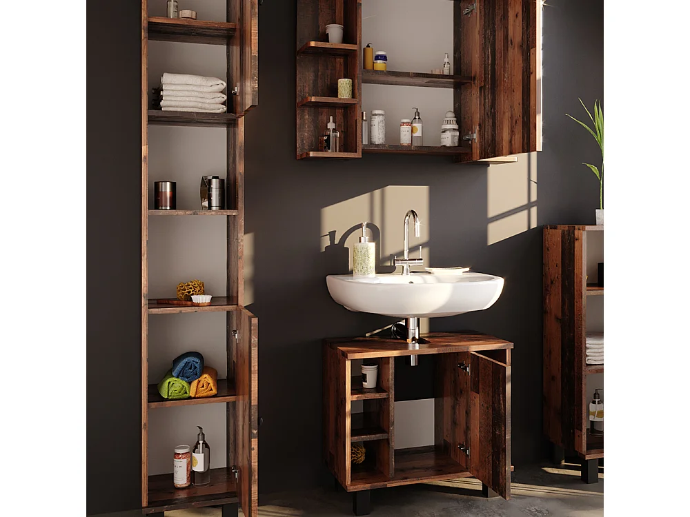 Meubles bain chêne rustique 60x32x54 fynn