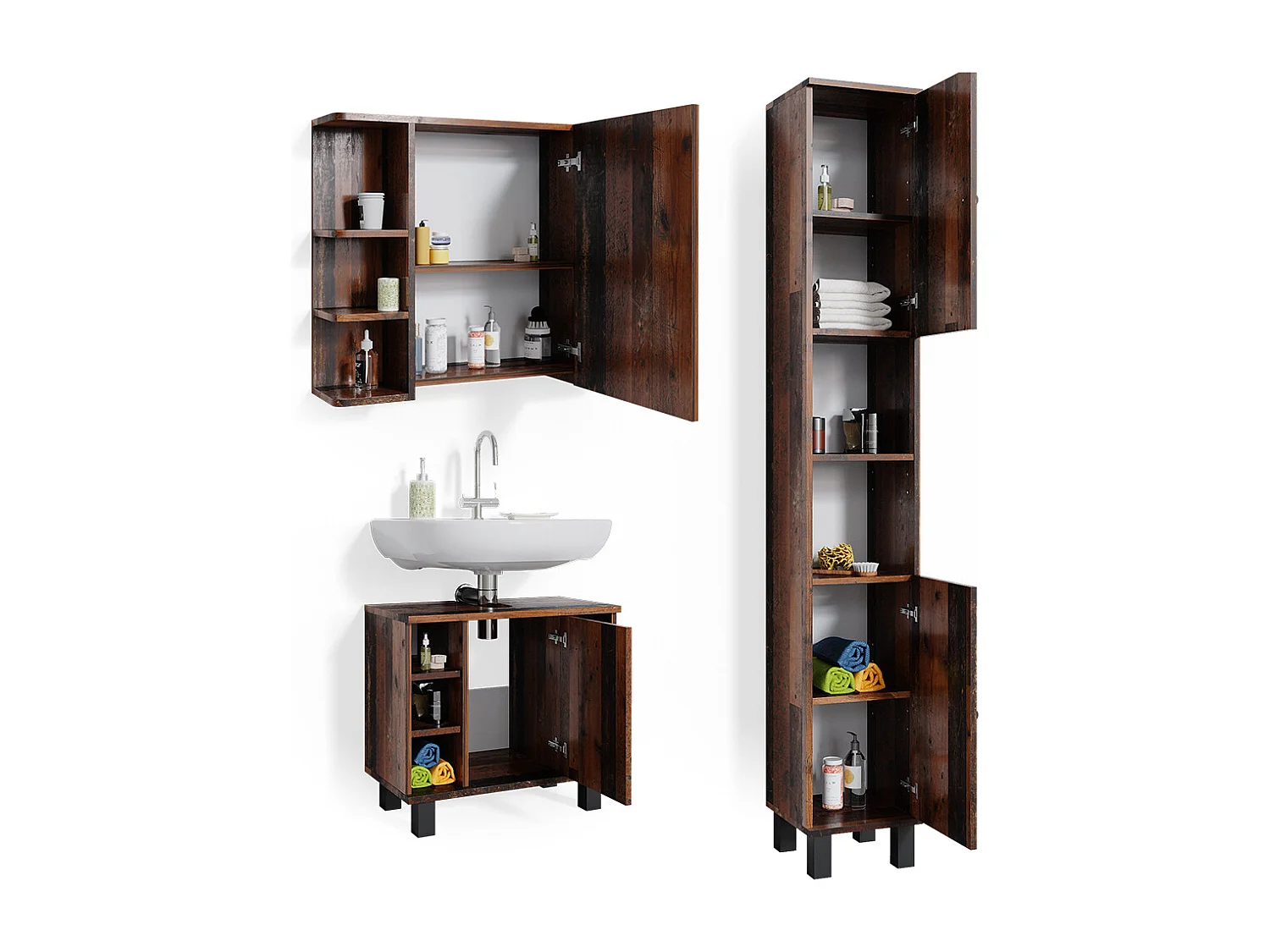 Meubles bain chêne rustique 60x32x54 fynn