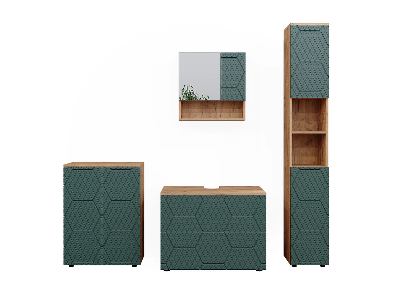 Conjunto de muebles de baño roble verde/dorado 80x41x58 irma